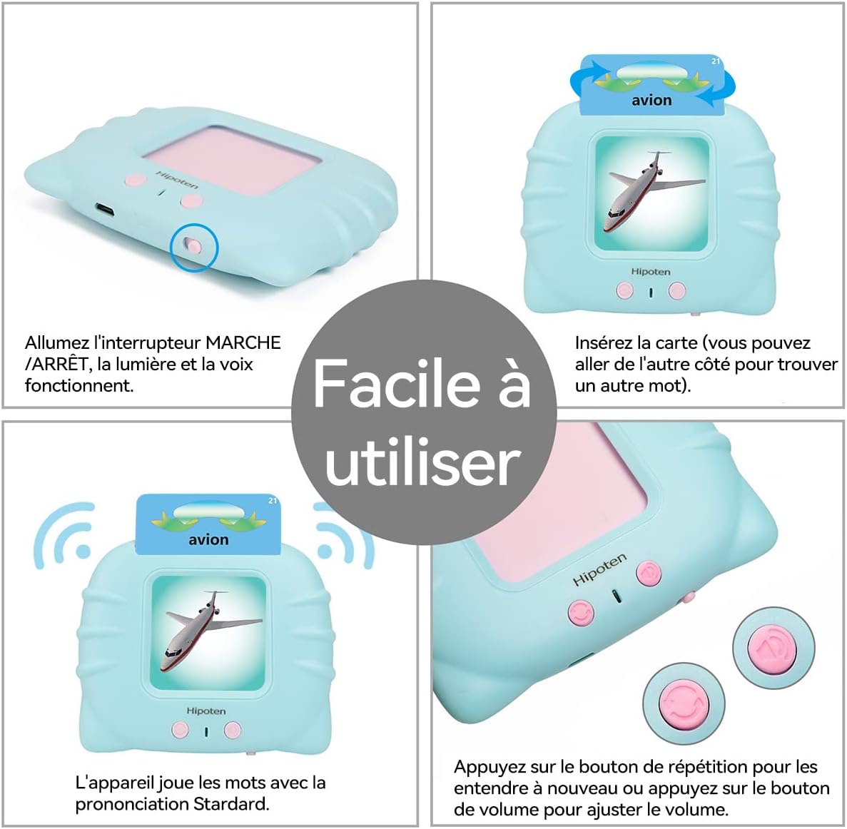 KinoKidz : Kit éducatif interactif 3-en-1 – Livre audio, machine d’apprentissage et cartes flash